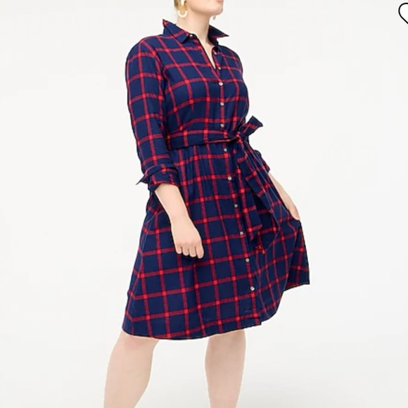 NWT J Crew Tie Waist Flannel Shirtdress 😍🤩 - Picture 3 of 16